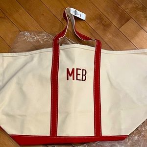 NWT LL Bean Boat and Tote X-Large with “MEB” Monogram